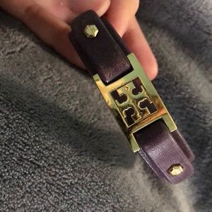 Tory Burch Purple Leather Strap Bracelet